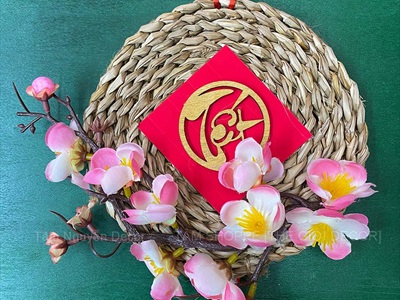 Vòng treo cửa Tết Lục Bình Mai Đào [3 Kiểu] ĐK16cm VTC-T-50